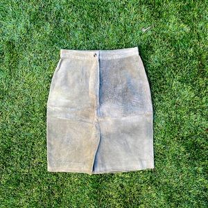 Green Suede Pencil Skirt